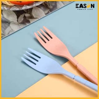 Eason Pcs Set Reusable Folding Wheat Straw Chopstick Spoon Fork Cutlery