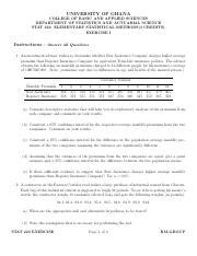 Exercise1 2020 Stat 223 Pdf UNIVERSITY OF GHANA COLLEGE OF BASIC AND