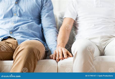Close Up Of Happy Male Gay Couple Holding Hands Stock Image Image Of Homosexuality Help 51790147