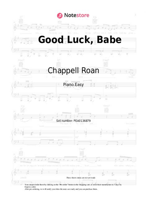 Good Luck Babe Piano Sheet Music Easy Chappell Roan In Note Store Piano Easy Sku Pea