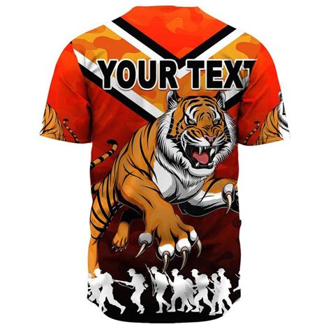 NRL Wests Tigers Custom Text ANZAC Day Camo Baseball Jersey