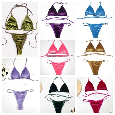 Sexy Veet Swimsuit Women Micro Bikini Set Thong Swim Suit Piece Bathing Suit Babae Green