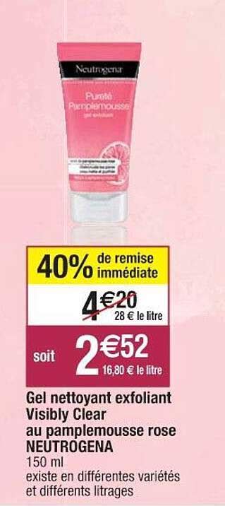 Offre Gel Nettoyant Exfoliant Visibly Clear Au Pamplemousse Rose