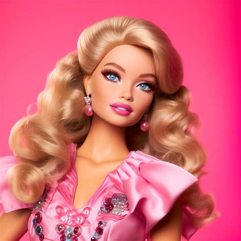Premium Photo A Glamorous Doll With Blonde Hair And Pink Clothes