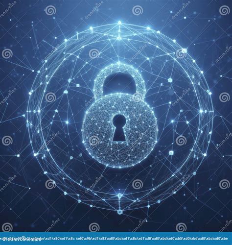 Cyber Security Concept Lock Symbol From Lines And Triangles Point