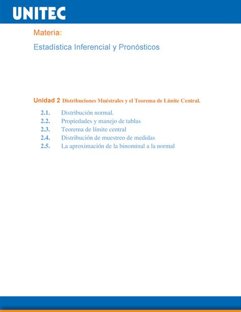 Unidad Distribuciones Mu Strales Y El Teorema De L Mite Central