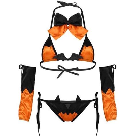 Costume Halloween Sexy Femme Ensemble Lingerie Erotique Bikini Cosplay Diable Déguisement