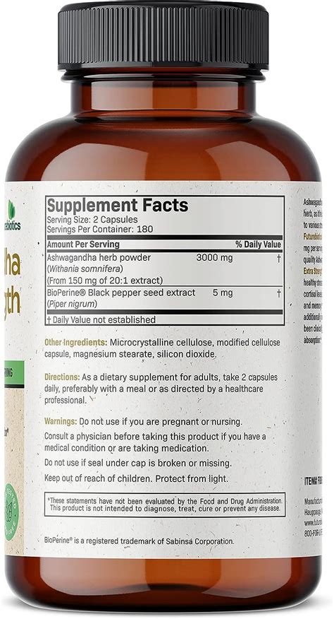 Futurebiotics Ashwagandha Capsules Extra Strength 3000mg Stress Relief Formula Natural Mood