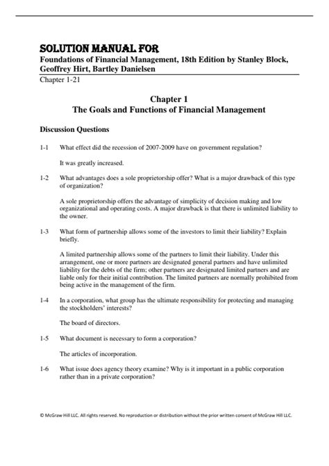 Solution Manual for Foundations of Financial Management, 18th Edition