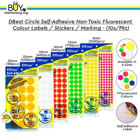 Dbest Circle Self Adhesive Sticker Label Marking Fluorescent Colour Dot