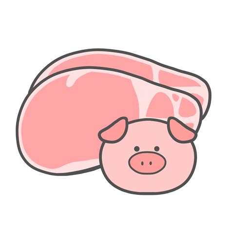 【食べ物・お肉】豚肉のかわいいフリーイラスト | フタバのフリーイラスト