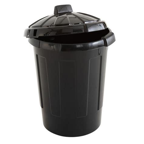 80 Litre Black Plastic Dustbin With Lid Dust Bin Waste Disposal Trash