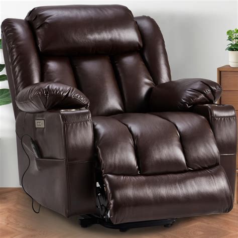 Power Lift Recliner Leather Chair Sofa with Massage & Heat, Lazy Boy