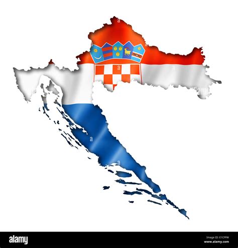 Croatia flag map, three dimensional render, isolated on white Stock ...