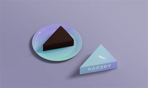 Premium Psd Triangle Cake Slice With Gradient Paper Packaging