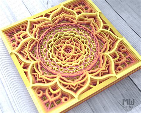 Layered Mandala Svg Shadow Box Mandala Svg Dxf M