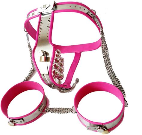 PURELOVEE Edelstahl weibliche Keuschheitsgürtel Hose mit Analkugeln Vagina Plug Oberschenkel