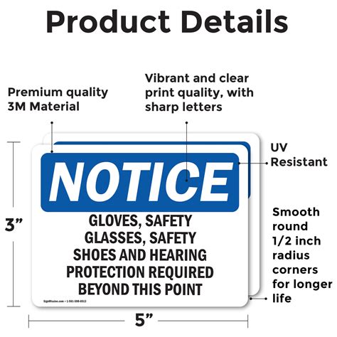 (2 Pack) Gloves Safety Glasses Safety Shoes And OSHA Notice Sign