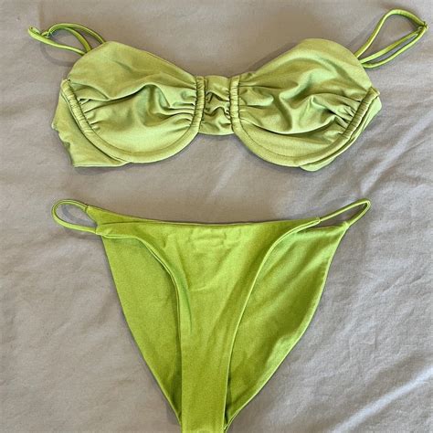 Jade Swim Green Metallic Bikini Never Worn Top Is Depop