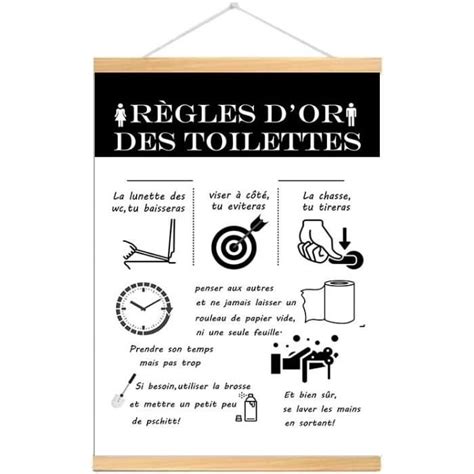 MKISHINE Tableau Les règles des Toilettes Impression sur Toile avec