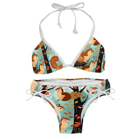 Squirrel Detachable Sponge Adjustable Strap Bikini Set Two Pack Swim Suits For Womentoolstrip