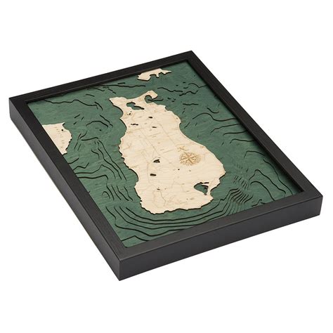 Beaver Island Michigan Wooden Map Art | Topographic 3D Chart