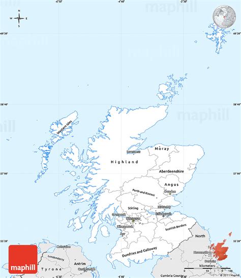Silver Style Simple Map Of Scotland