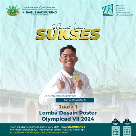 Santri Mbs Raih Prestasi Juara 1 Design Poster Di Olympicad Vii 2024