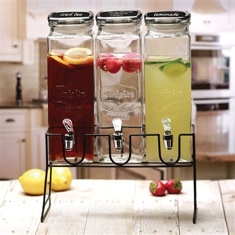 URBAN DEN Glass Beverage Dispenser Beverage Dispenser Gallon Cup Set ...