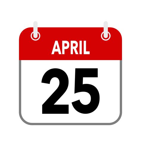 25 April, calendar date icon on white background. 30955854 Vector Art