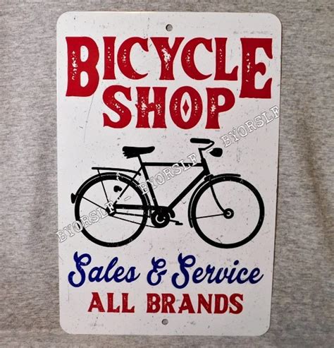 Metal Sign Bicycle Shop Bike Bikes Cyclery Vintage Style Etsy