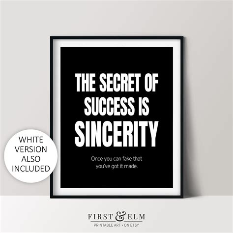 The Secret of Success is Sincerity Funny Motivational Poster - Etsy
