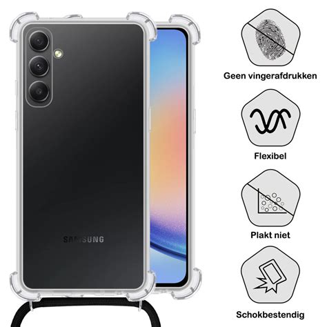 Samsung Galaxy A34 Hoesje Met Koord Hoes Siliconen Case Transparant