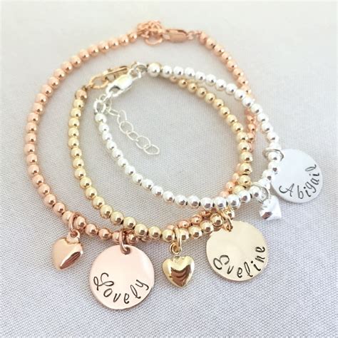 Bracelet Pr Nom En Or Rose B B Gar On Ou Fille Bracelet Etsy