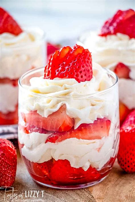 Strawberries Cream Mini Parfaits Macerated Strawberries And A