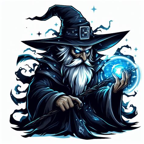 Dark Wizard Magician Mascot A White Background Png Premium Ai