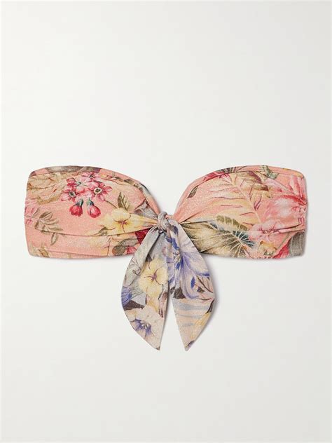 Zimmermann Womens Pink Multi Floral Coco Scarf Tie Bikini Top Xs ModeSens