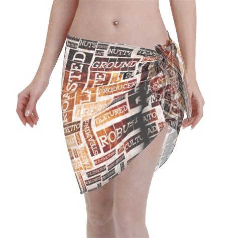 Coaee Hand Drawn Vintage Coffee Women S Short Sarongs Beach Wrap Sheer Bikini Wraps Chiffon