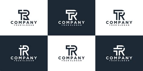 set  creative monogram letter tr logo design inspiration template