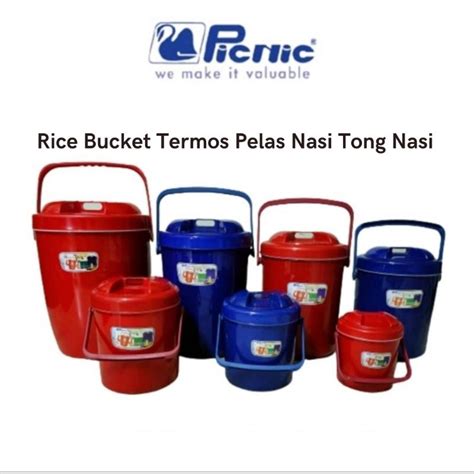 Rice Bucket Ice Bucket Food Termos Box Container Bekas Nasi Hot Cold Tahan Panas Bocong