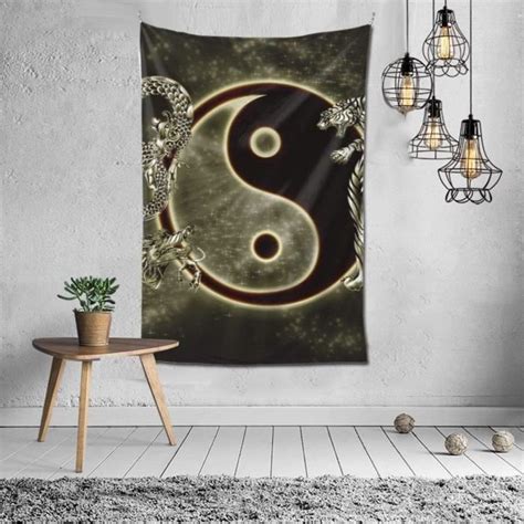 NA Indien Hippie Gypsy Bohème Yin Yang Dragon Tigre Tenture Murale