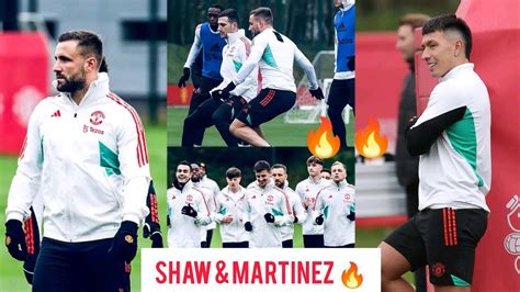 Luke Shaw And Lisandro Martinez Back Man United Players Training At