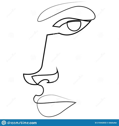 Desenho Do Rosto Abstrato De Uma Linha Estilo Retrato Minimalista