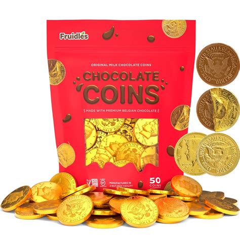 Fruidles Milk Chocolate Coins, Gold Half Dollar Chocolate Coins, Made ...