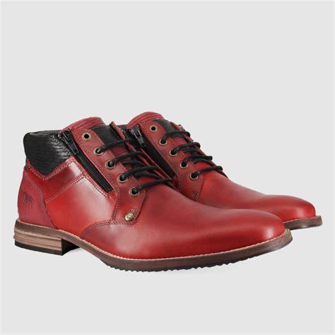 Cobra Red Mens Lace Up Boots Wild Rhino Shoes