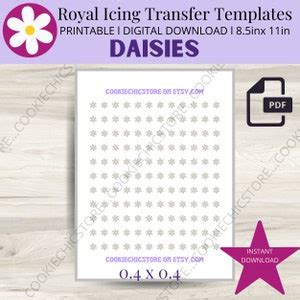 Daisy Royal Icing Transfer Sheet Daisies Flower Pdf Royal Etsy