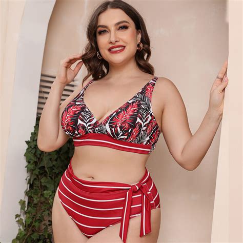 Plus Size Leaf Print Bikini Set Swimwear India