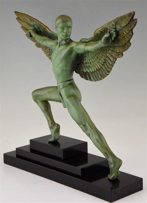 Art Deco Sculpture Icarus Winged Male Nude Deconamic