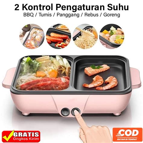 Jual COD Korean Grill Electric Hot Pan 2 In 1 BBQ Electric Grill Multifungsi Denki Shabu