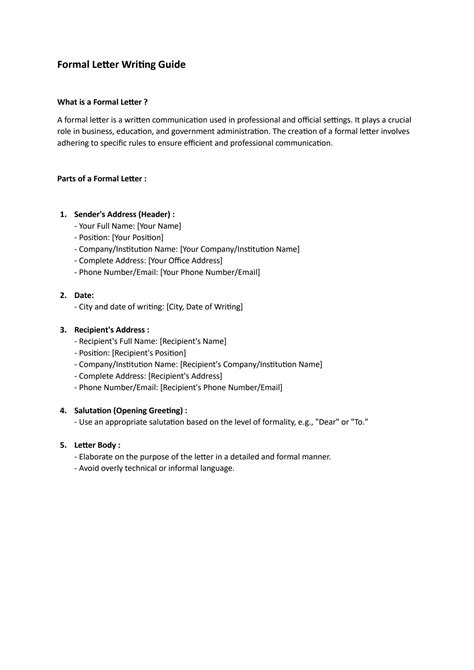 solution formal letter writing guide studypool